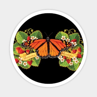 Monarch Butterfly with Strawberries Magnet